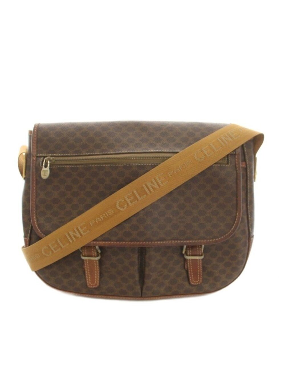 Celine Messenger Bag Macadam Pattern Leather Brown